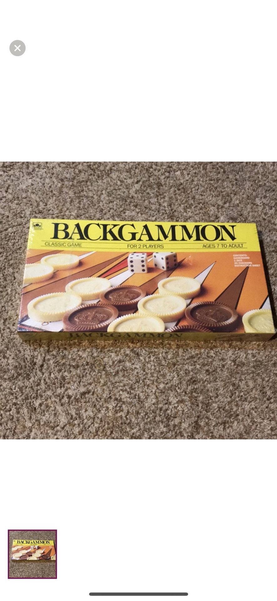 1993 Golden Classic Games Backgammon Board Game. New, unopened!