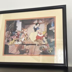 Snow White $ Seven Dwarfs Framed Lithograph 
