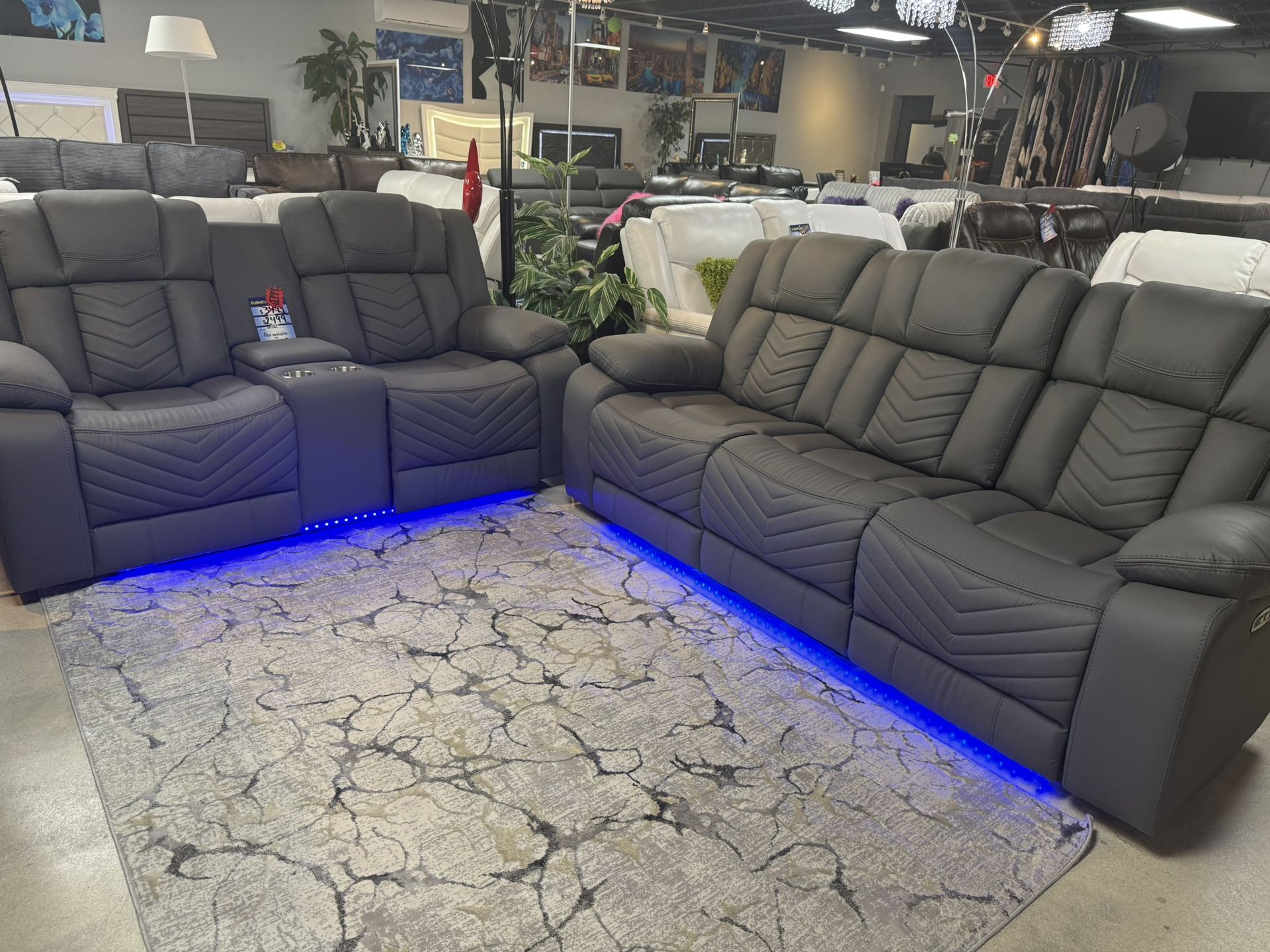 Power Reclining 2 Pc Sofa And Love With Led Lights Only $1599