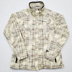 COLUMBIA Womens Size Large Plaid Shell Cream Jacket OmniTech Interchange Bugaboo