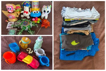 READ DESCRIPTION - free baby toddler toys, cups, 2T 3T boys clothes