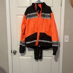 AUTHENTIC HARLEY DAVIDSON Motorcycles Hi-Vis Reflective Rainwear Suit Jacket And Pants Set Xl