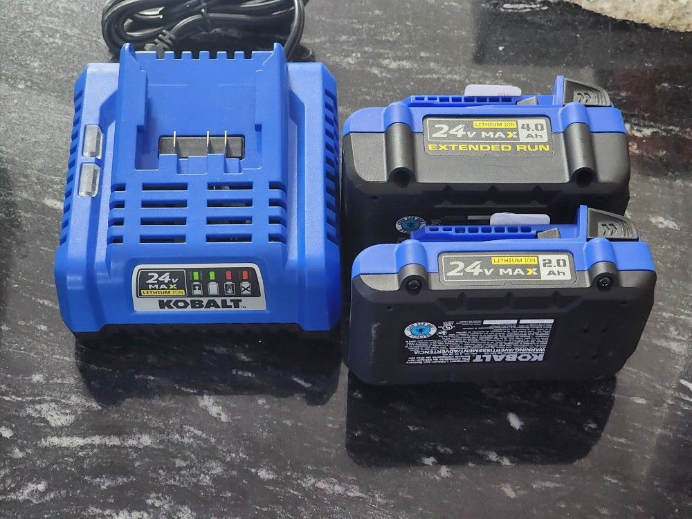 Kobalt Battery Charger And 2 Batteries 24v