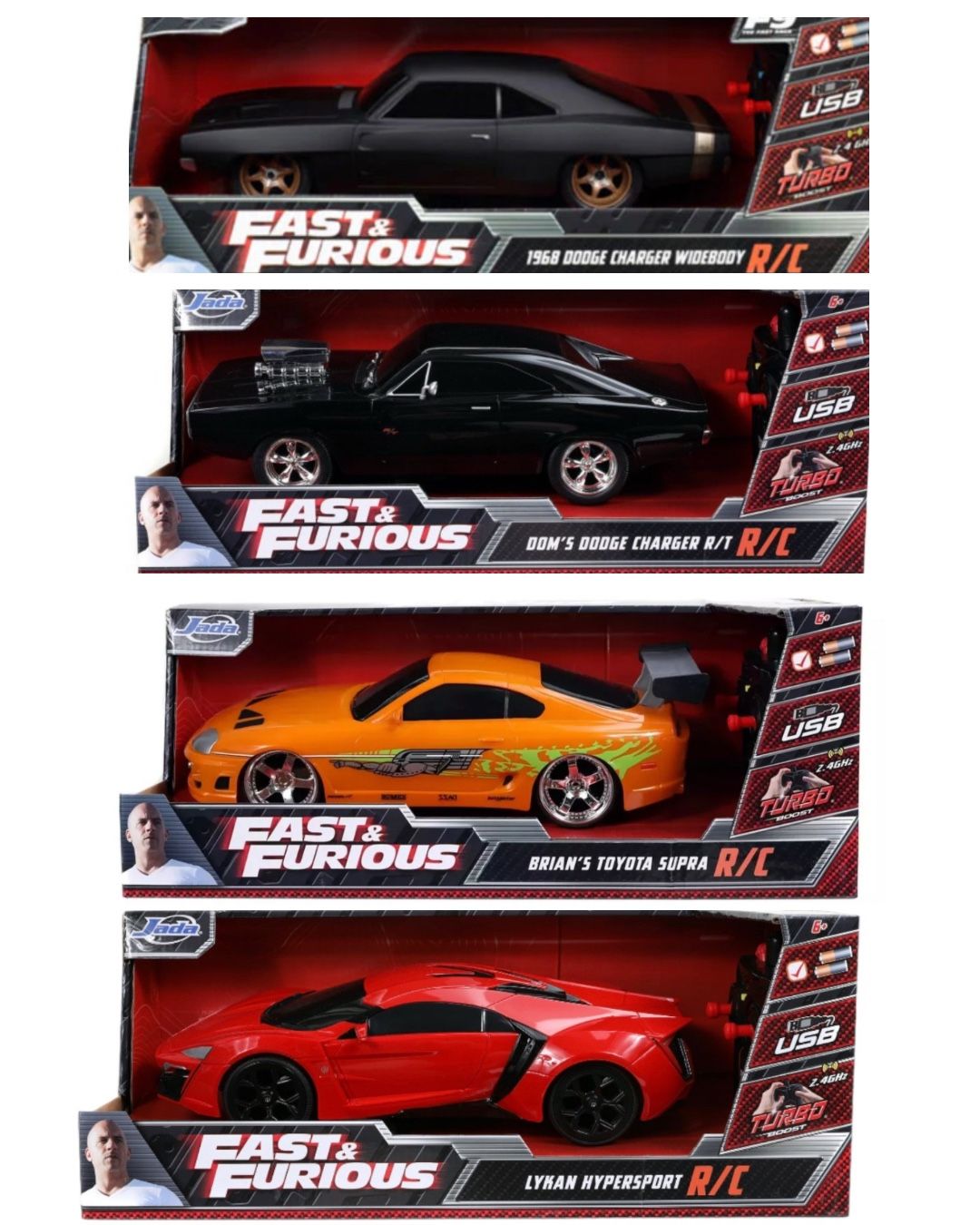 4x Fast & Furious Cars-RC! (FOUR IN A BOX) Jade Toys