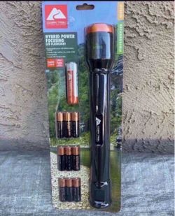 Ozark Trail 2600 Lumen LED Hybrid Power Flashlight with Alkaline Batteries and Rechargeable Battery