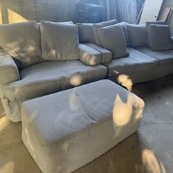 Slate Gray - Feather Filled Sofa & Love Seat w/ Ottoman 