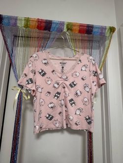 Cute hello kitty V neck top
