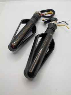 Sequential LED Motorcycle Turn Signals - Flowing Amber, Smoked Lens, Universal Fit