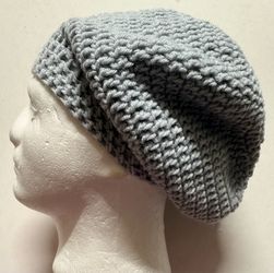 unisex men Handmade Crochet Rasta Reggae Dreadlock Tam Beret Hat Gray slouchy