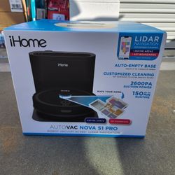 iHome AutoVac Nova S1 Pro Self Empty Robot Vacuum, LIDAR Mapping, 150 Min Runtime, Alexa & Goo (New)