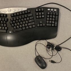 Computer Keyboard & Mouse Adesso Media Contoured Ergonomic Keyboard Black