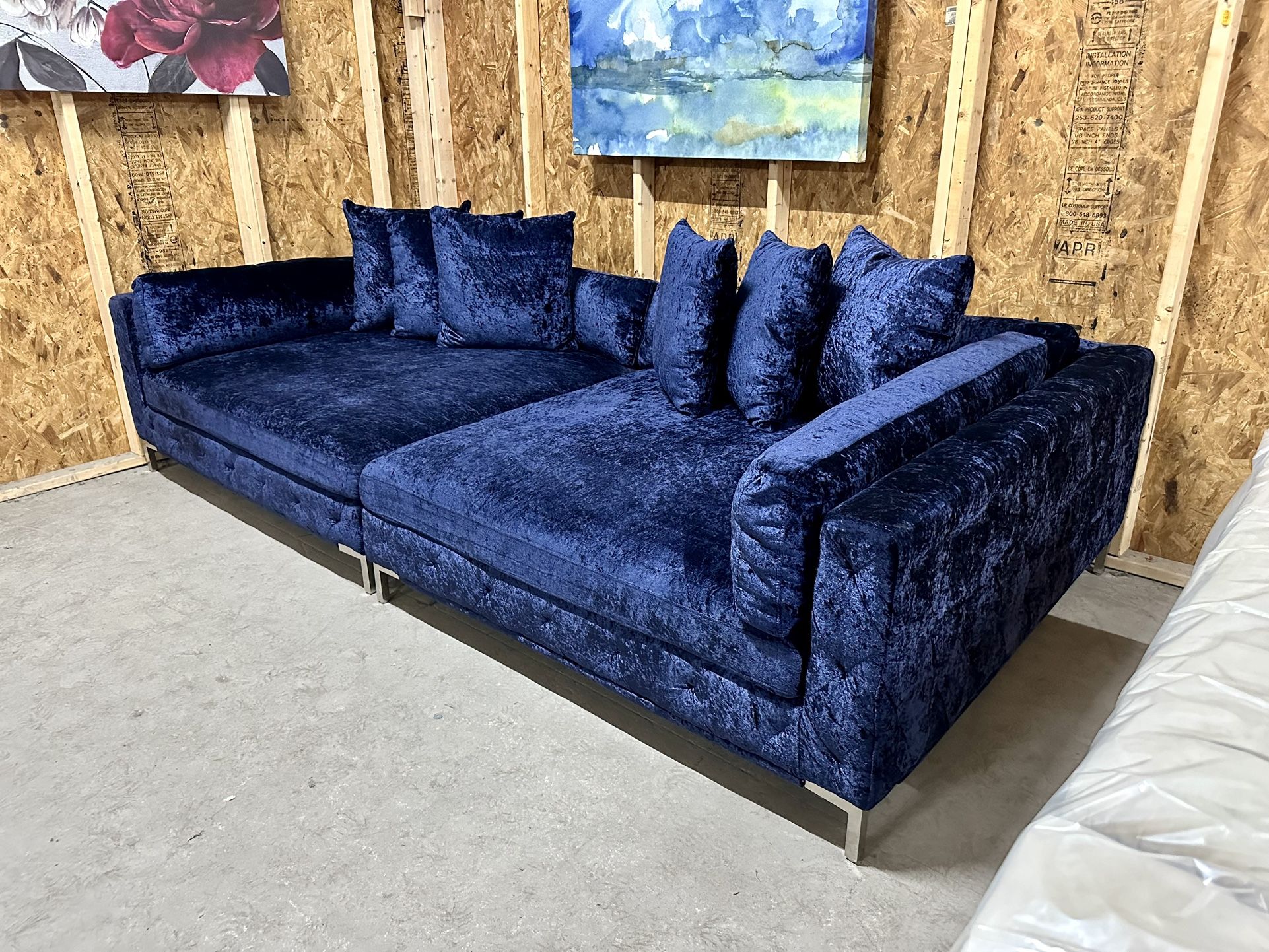 Milan 2 Piece (Deep) Sofa In Royal Blue (Retail $2k+) Delivery Available!