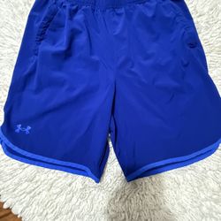 Under Armour UA Men's HIIT Woven Shorts Size large Blue Training Shorts Loose In very good condition