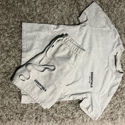 Essentials Heather Grey Short And Shirt Set