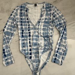 Shein Blue and white bodysuit
