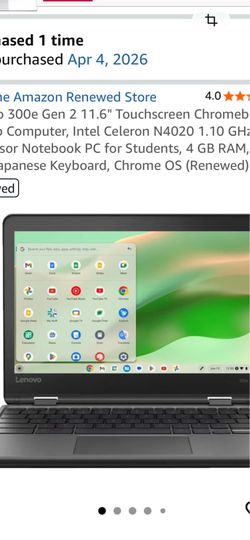 Lenovo 300e Gen 2 11.6" Touchscreen Chromebook Laptop Computer, Intel Celeron N4020 1.10 GHz Processor Notebook PC for Students, 4 GB RAM, 32 GB SSD, 