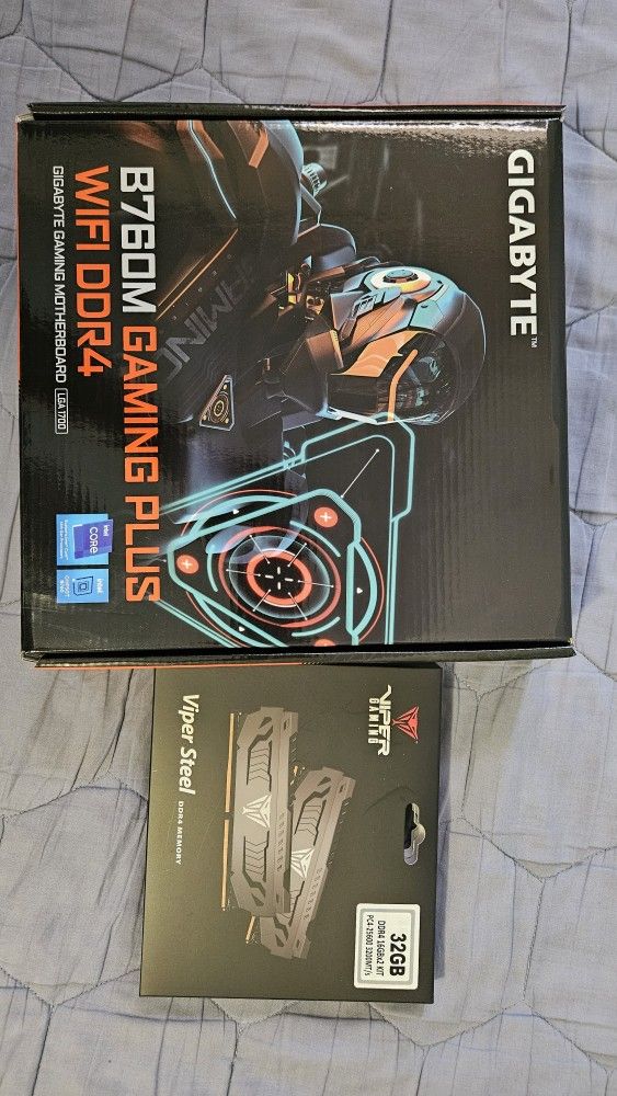 Gigabyte B760M Gaming Plus WiFi 6 DDR4 Mobo / Patriot Viper Steel DDR4 32GB RAM 3200mhz CL16