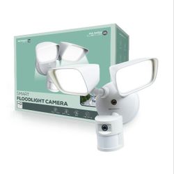 Merkury Smart Floodlight Camera - HD Surveillance with Motion Alerts & 1800-Lumen Light (1-Pack)