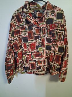 Vintage Abstract Print Button-Up Jacket size 3