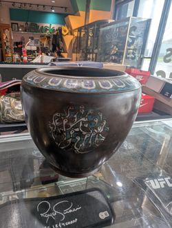 Vintage Handcrafted Studio Pottery Bowl Bird Motif Ceramic Art Vase