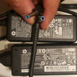 2 SMALL SKINNY TIP CHARGERS FOR HP LAPTOPS  (ORIGINAL)
