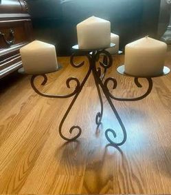 Rod Iron Candelabra with 4 Candles in New Condition.