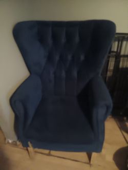 Blue color suede material accent chair