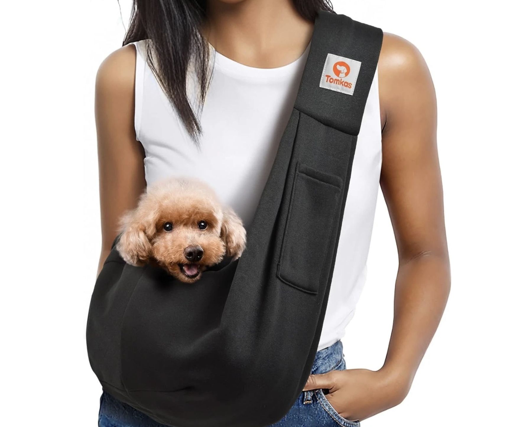 Tomkas Small Dog Sling Carrier - Classic Pocket & Classic Strap - for 3-10 Lbs Pets