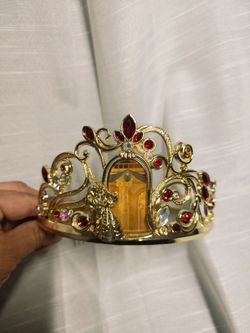 Gold Tiara Crown with Red and Clear Gems