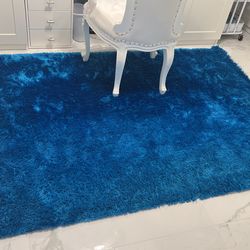 Bright Blue Designer Area Accent Rug 