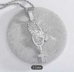 Iced Praying Chain Cross Pendant