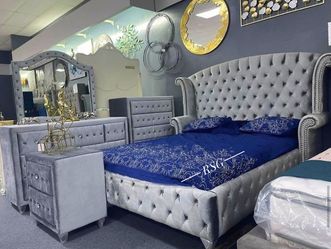 Color Options Fast Delivery Master Bedroom Furniture Set Queen King Size Bed Frame dresser mirror nightstand chest mattress Only $39 Down Payment 👉 P
