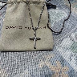  Cross Necklace In Sterling Silver And 14k Gold 