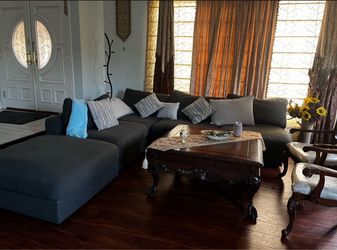 Serene Modular Sectional Ottoman Sofa Couch Charcoal Grey