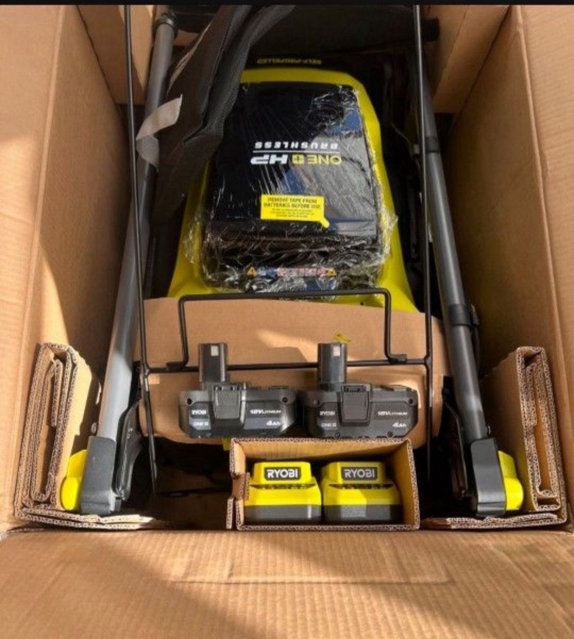 RYOBI ONE+ HP 18V Brushless 20 in. Cordless Battery Walk Behind Self-Propelled Lawn Mower w/ (2) 4.0 Ah Batteries and Chargers