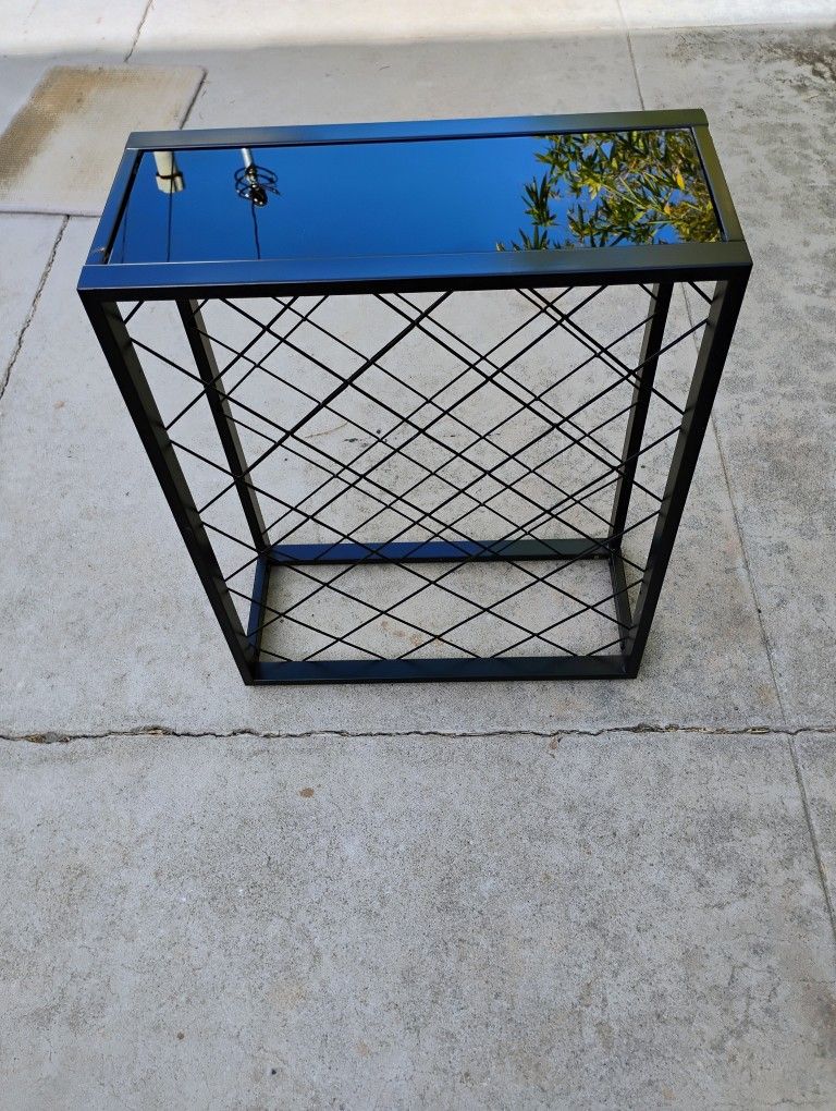 24 Bottle Wine Rack With Black Glass Top