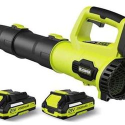 LEAPUL Leaf Blower 21V Electric Cordless Leaf Blower, 2 X 2.0Ah Batteries and Charger Included, Lightweight Leaf Blower Patio Cleaning Lawn Care Plus