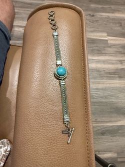 Artisanal silver and turquoise toggle bracelet