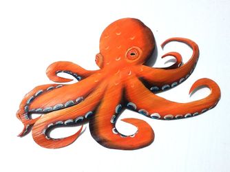 Octopus hand carved and painted from Florida palm frond