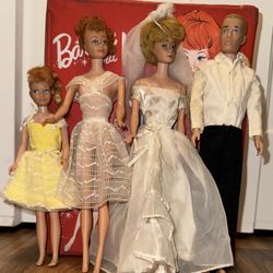 Rare Vintage 1964 Bubble Cut Barbie Midge Ken Skipper & 2 Cases