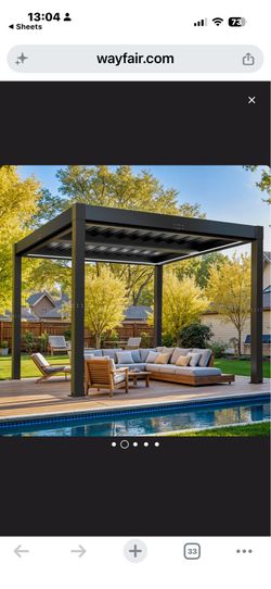 Pergola 10x10ft. Electric roof, louvered slats