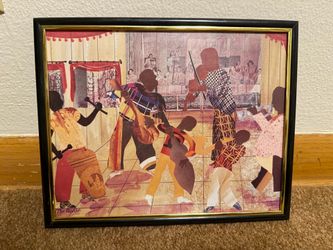 Pair of Framed Vintage African American Art Prints - Allen Stringfellow Club 26 + Jazz Dancer