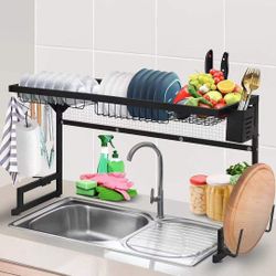 Over The Sink Dish Drying Rack, Large Dish Drying Rack 33.5" x 12.2" x 20" for Kitchen Organizer Storage Space Saver Shelf Holder with Utility H