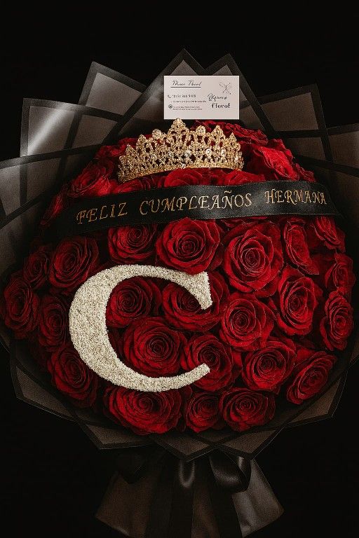 Ramo De Rosas Con Inicial Y Corona