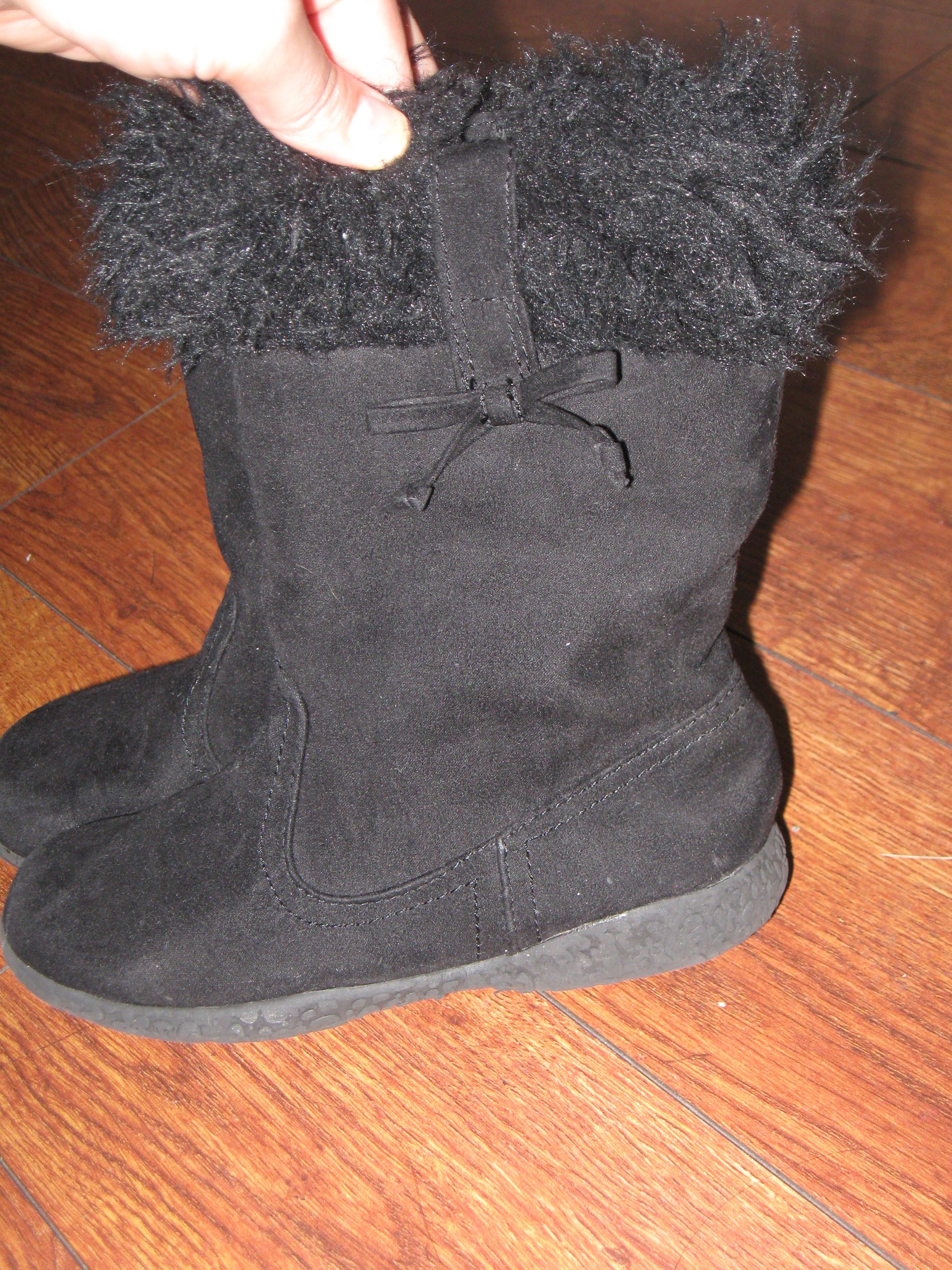 THE CHILDREN'S PLACE Girls Kids Black Suede Winter Fall Boots Sz 12