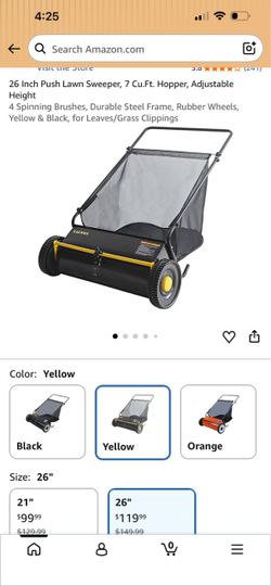 26-Inch Push Lawn Sweeper – 7 Cu. Ft. Leaf & Grass Collector