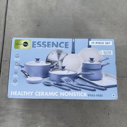 GreenPan Essence 17pc Ceramic Cookware Set Blue Nova NEW IN BOX