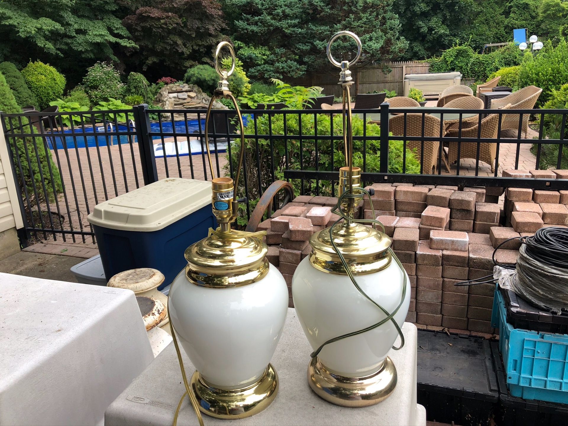 2 large white ginger jar lamps