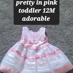 Dress  Toddler 12M Lacey Colorful In Pink 