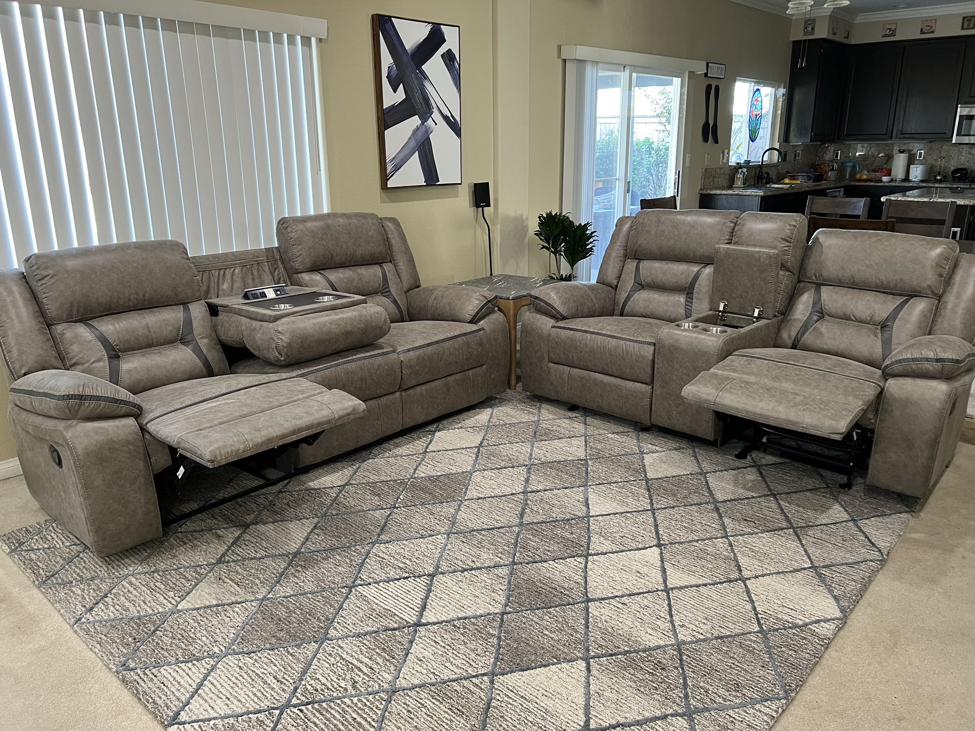 Beautiful Brand New Dual Reclining Sofa And Loveseat 